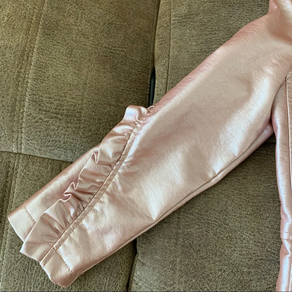 NWOT Art Class Pink Shiny Girls Ruffle Jacket XS